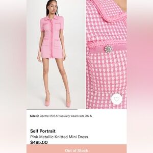 Self-Portrait Pink Checkered Mini Dress NWOT